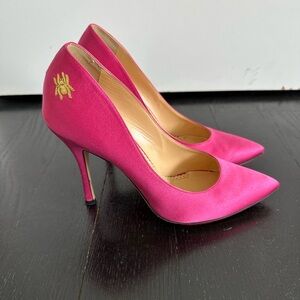 Charlotte Olympia Satin Pink Pointy Bacall Pretty Heel Pump